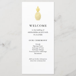Elegant gouden ananas bruiloft programma programmakaart