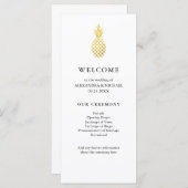 Elegant gouden ananas bruiloft programma programmakaart (Voorkant / Achterkant)