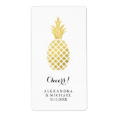 Elegant gouden ananas bruiloft wijn label (Voorkant)