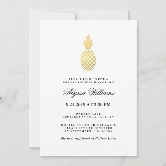Elegant gouden ananas Vrijgezellenfeest Kaart (Voorkant)