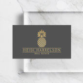 Elegant gouden ananaslogo op grijs visitekaartje