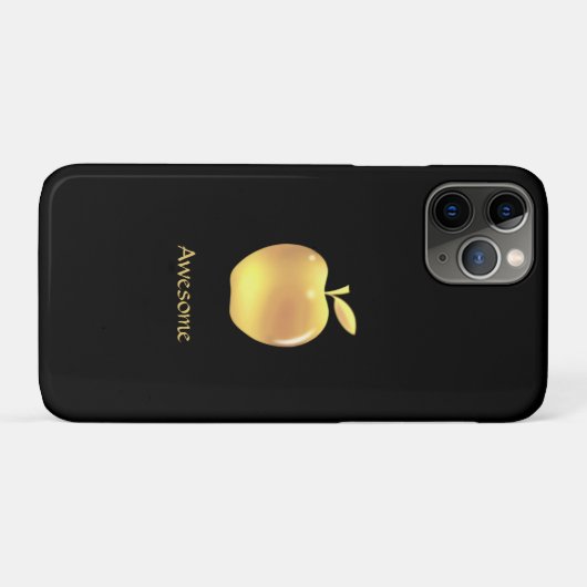 Elegant gouden appel en tekst op zwart Case-Mate iPhone case (Achterkant (horizontaal))