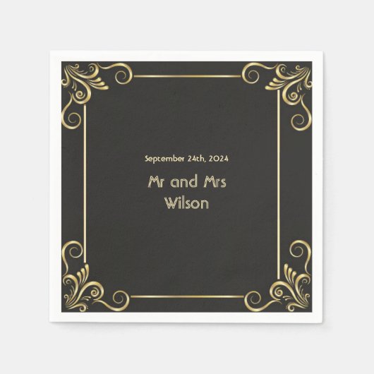 Elegant gouden art deco  cocktaildiner servet (Voorkant)