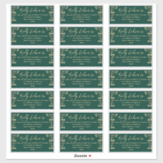 Elegant gouden Art Deco & groene Gast Adresetikett Sticker