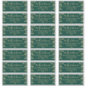 Elegant gouden Art Deco & groene Gast Adresetikett Sticker (Voorkant)