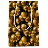 Elegant gouden ballon betegeld patroon medium cadeauzakje (Voorkant)