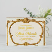 Elegant Gouden Barok Rococo Vrijgezellenfeest Folie Uitnodiging (Staand Voorkant)