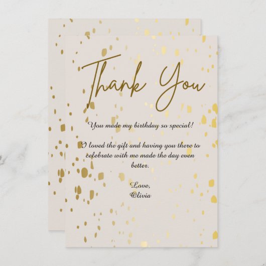 Elegant gouden bedankkaart (Voorkant / Achterkant)