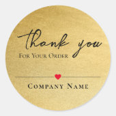 Elegant gouden bedanklabel voor bedrijf Sticker (Voorkant)