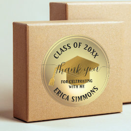 Elegant Gouden Bedankt Script Afstuderen Ronde Sticker