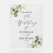 Elegant gouden begroetingsbord voor een bruiloft m acryl bord (Voorkant)