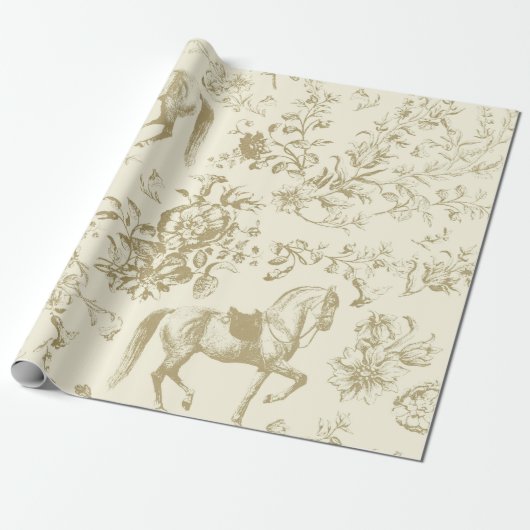 Elegant  gouden beige paardenbloemmotief cadeaupapier (Uitgerold)