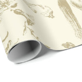 Elegant  gouden beige paardenbloemmotief cadeaupapier (Rol Hoek)