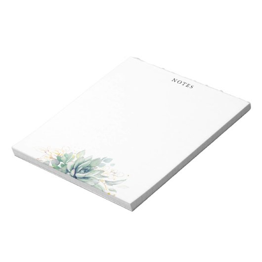 Elegant Gouden Bladeren Succulenten Groenery Notitieblok (Linkerzijde)