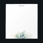 Elegant Gouden Bladeren Succulenten Groenery Notitieblok<br><div class="desc">Waterverf succulenten en gouden groenery bladeren elegant notitieblokken</div>