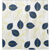 Elegant gouden & blauw blad | botanisch patroon douchegordijn (Voorkant)