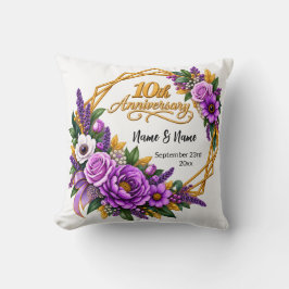 Elegant Gouden Bloem 10 Jaar Jubileum Kussen