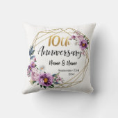Elegant Gouden Bloem 10 Jaar Jubileum Kussen (Achterkant)