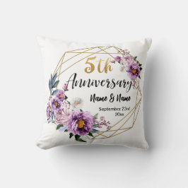 Elegant Gouden Bloem 5 Jaar Jubileum Kussen