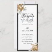 Elegant Gouden Bloem 70e Verjaardag Programma Menu (Voorkant)