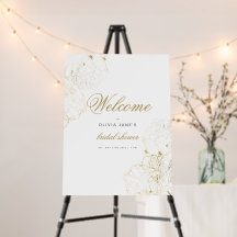 Elegant Gouden Bloem Bruidsfeest Welkomstbord