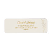 Elegant Gouden Bloem Bruiloft Retouradreslabel Etiket (Voorkant)