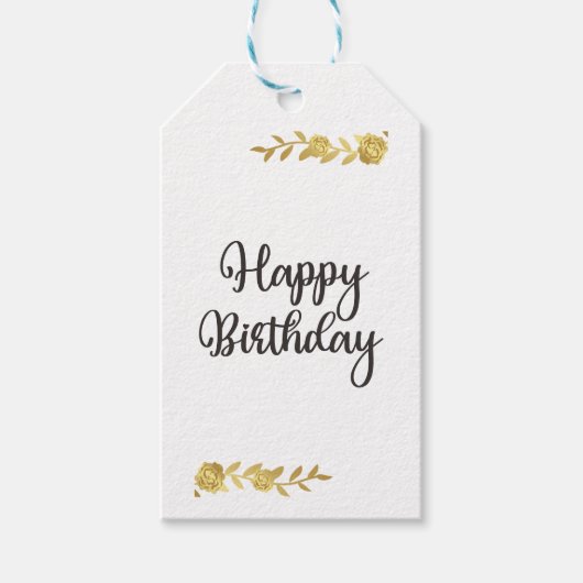 Elegant gouden bloemen cadeau Label Cadeaulabel (Voorkant)