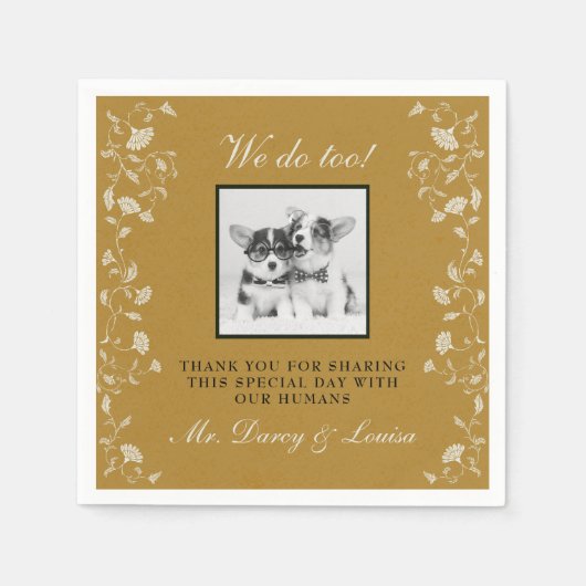Elegant gouden bloemen doen we ook hond huisdier K Servet (Voorkant)