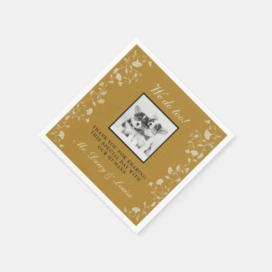 Elegant gouden bloemen doen we ook hond huisdier K Servet (Hoek)