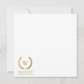 ELEGANT GOUDEN BLOEMEN LAUREL KRANS INITIAAL COPER NOTITIEKAARTJE (Voorkant)