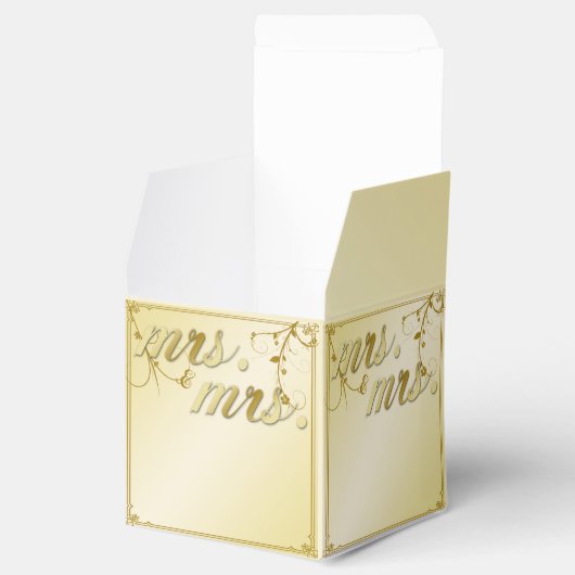 Elegant Gouden Bloemen Mrs Wedding Favor Box Bedankdoosjes (Geopend)