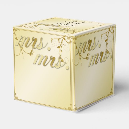 Elegant Gouden Bloemen Mrs Wedding Favor Box Bedankdoosjes (Achterkant)