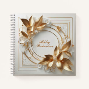Elegant gouden bloemen notebook notitieboek