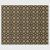 Elegant gouden bloemen patroon cadeaupapier (Vlak)