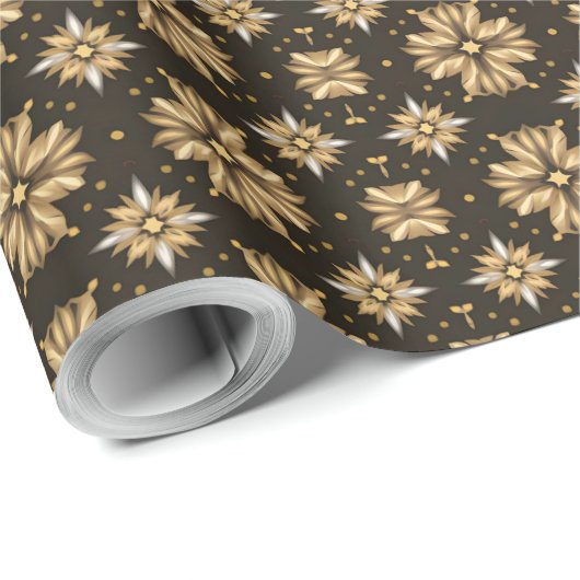 Elegant gouden bloemen patroon cadeaupapier (Rol Hoek)