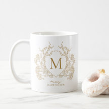 Elegant  gouden bloemenkam monogram