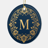 Elegant gouden bloemenmonogram ontwerp keramisch ornament (Links)