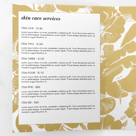 Elegant gouden bloemenontwerp met gedurfde zwarte  drieluik kaart (Binnenzijde eerst)