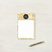 Elegant gouden bloemenontwerp met gedurfde zwarte  post-it® notes (Op bureau)