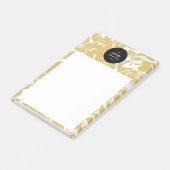 Elegant gouden bloemenontwerp met gedurfde zwarte  post-it® notes (Schuin)