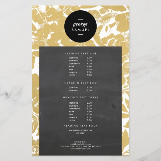 Elegant gouden bloemenontwerp met vet zwart flyer (Voorkant)