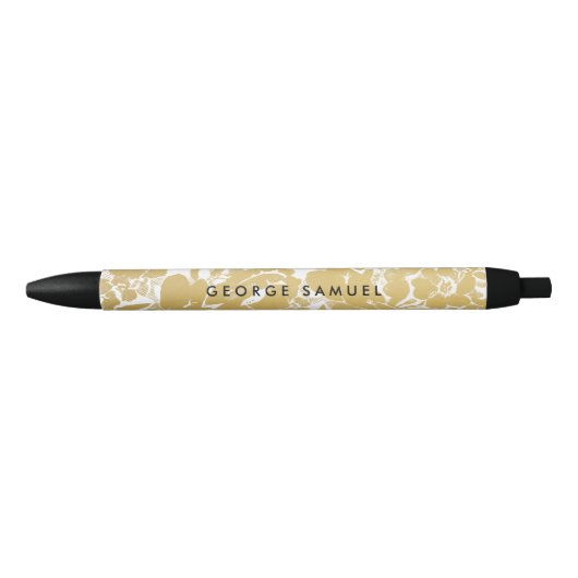 Elegant gouden bloemenontwerp zwarte inkt pen (Voorkant)