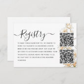 Elegant gouden bloemenregister QR Code Vrijgezelle Informatiekaartje (Voorkant / Achterkant)