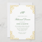 Elegant gouden bloemenrepetitie diner kaart (Voorkant)