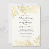 Elegant gouden  bloemenrepetitiediner kaart (Voorkant)