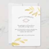 Elegant gouden bloemenscript foto Afstuderen Kaart (Achterkant)