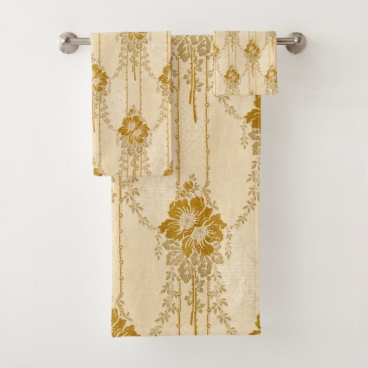 Elegant  gouden bloemenzwaaipatroon bad handdoek (Insitu)