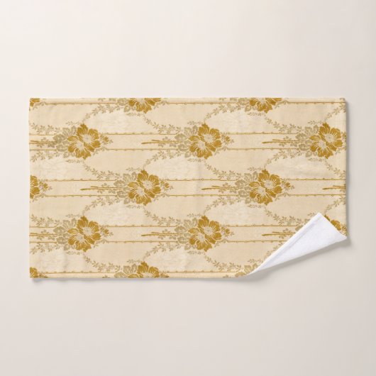 Elegant  gouden bloemenzwaaipatroon bad handdoek (Handdoek)