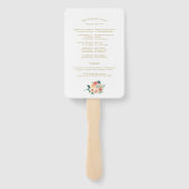 Elegant Gouden Bloemige Waterverf Bruiloftsprogram Handwaaier (Achterkant)