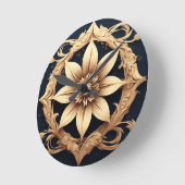 Elegant Gouden Bloemontwerp Ronde Klok (Hoek)